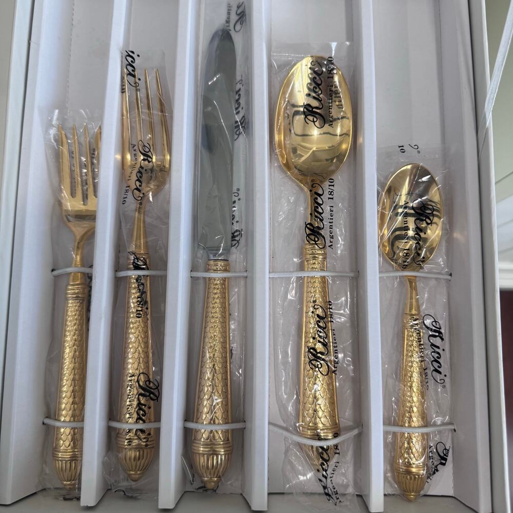 Ricci Argentieri 18/10 Raffaello 5 piece set stainless steel Gold plated
